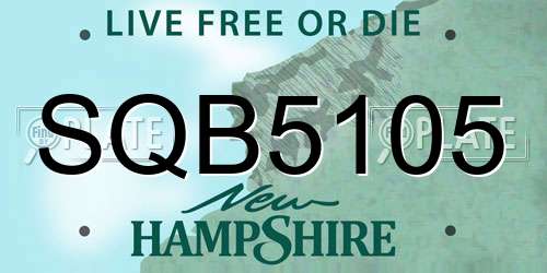 SQB5105 New Hampshire License Plate