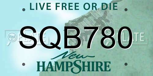 SQB780 New Hampshire License Plate
