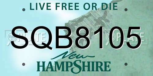 SQB8105 New Hampshire License Plate