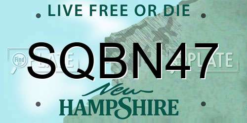 SQBN47 New Hampshire License Plate