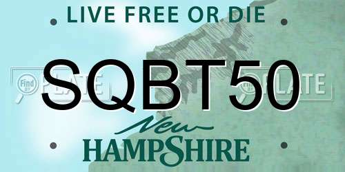 SQBT50 New Hampshire License Plate