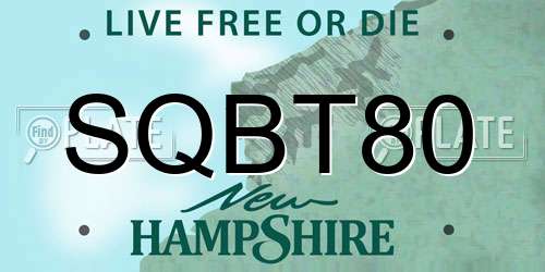 SQBT80 New Hampshire License Plate