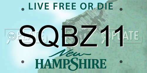 SQBZ11 New Hampshire License Plate