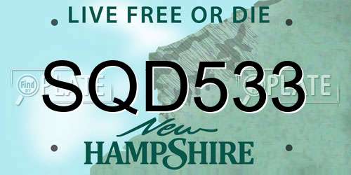 SQD533 New Hampshire License Plate