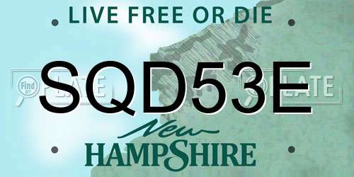 SQD53E New Hampshire License Plate
