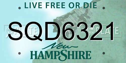 SQD6321 New Hampshire License Plate