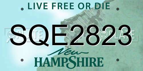 SQE2823 New Hampshire License Plate