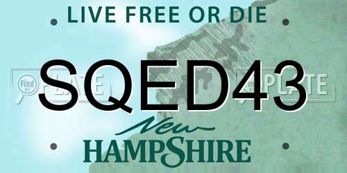 SQED43 New Hampshire License Plate