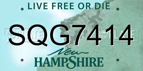 SQG7414 New Hampshire License Plate