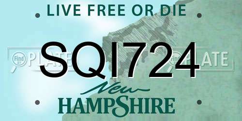 SQI724 New Hampshire License Plate