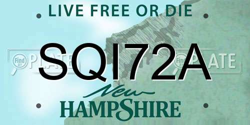 SQI72A New Hampshire License Plate