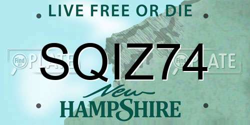 SQIZ74 New Hampshire License Plate