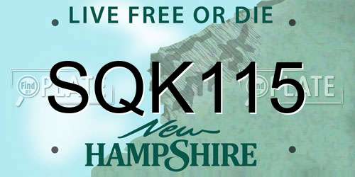 SQK115 New Hampshire License Plate