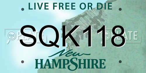 SQK118 New Hampshire License Plate