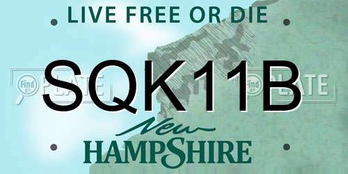 SQK11B New Hampshire License Plate