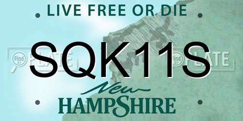 SQK11S New Hampshire License Plate