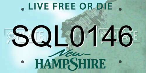 SQL0146 New Hampshire License Plate