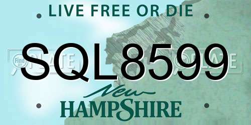 SQL8599 New Hampshire License Plate