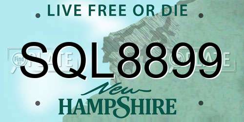 SQL8899 New Hampshire License Plate