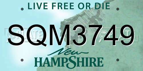 SQM3749 New Hampshire License Plate