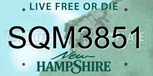 SQM3851 New Hampshire License Plate