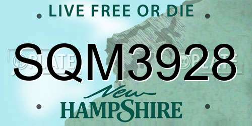 SQM3928 New Hampshire License Plate