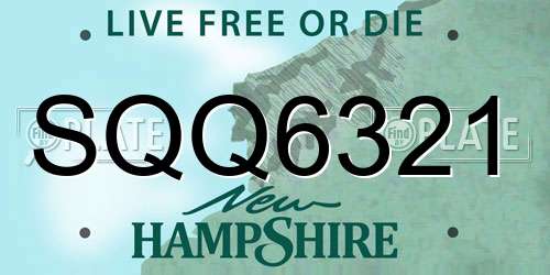 SQQ6321 New Hampshire License Plate