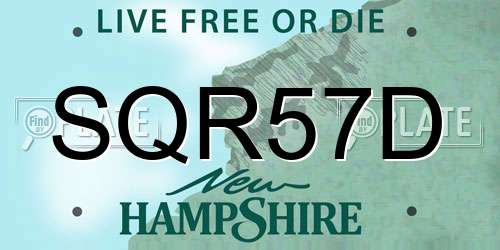 SQR57D New Hampshire License Plate