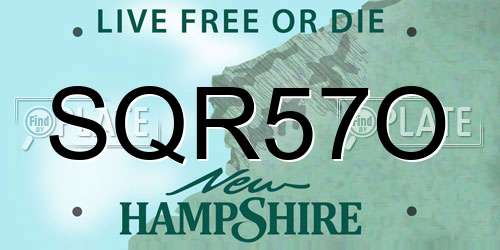 SQR57O New Hampshire License Plate