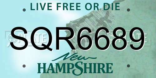 SQR6689 New Hampshire License Plate
