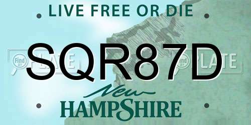 SQR87D New Hampshire License Plate