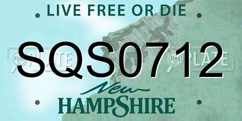 SQS0712 New Hampshire License Plate