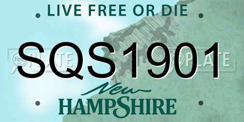 SQS1901 New Hampshire License Plate