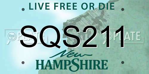 SQS211 New Hampshire License Plate