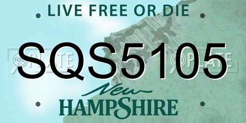SQS5105 New Hampshire License Plate