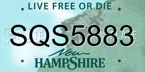 SQS5883 New Hampshire License Plate