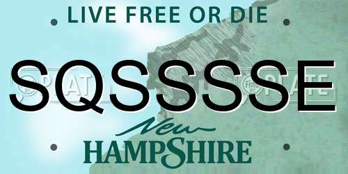 SQSSSSE New Hampshire License Plate