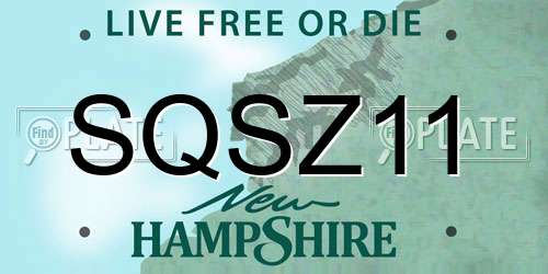 SQSZ11 New Hampshire License Plate