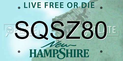 SQSZ80 New Hampshire License Plate