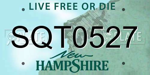SQT0527 New Hampshire License Plate