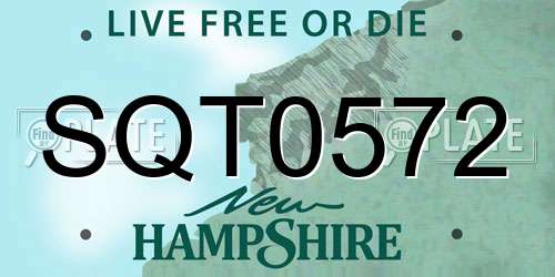 SQT0572 New Hampshire License Plate