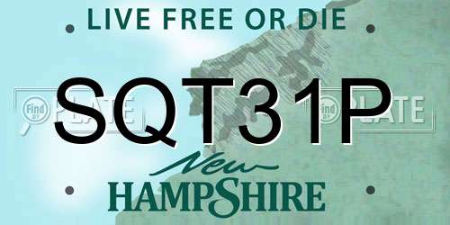 SQT31P New Hampshire License Plate