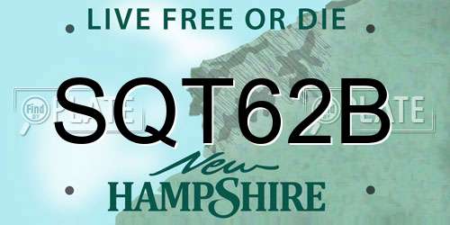 SQT62B New Hampshire License Plate