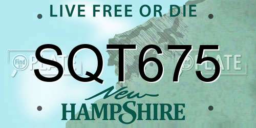 SQT675 New Hampshire License Plate