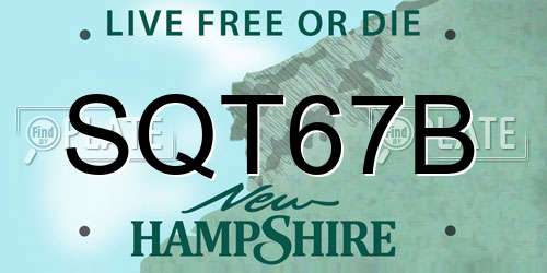 SQT67B New Hampshire License Plate