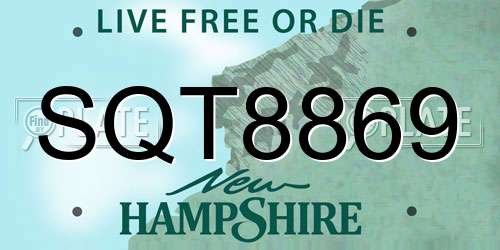 SQT8869 New Hampshire License Plate