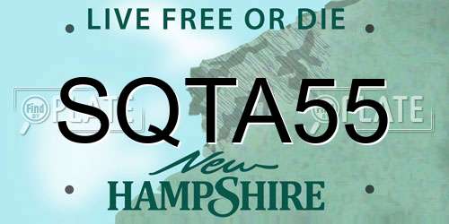 SQTA55 New Hampshire License Plate