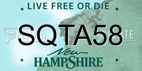 SQTA58 New Hampshire License Plate