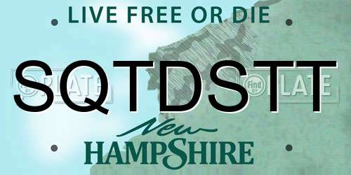 SQTDSTT New Hampshire License Plate