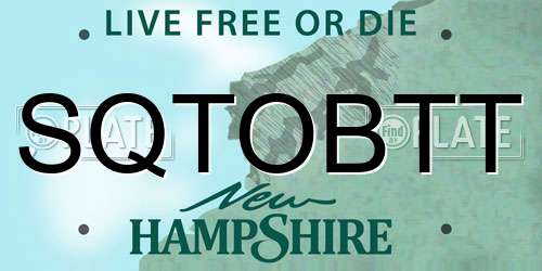 SQTOBTT New Hampshire License Plate